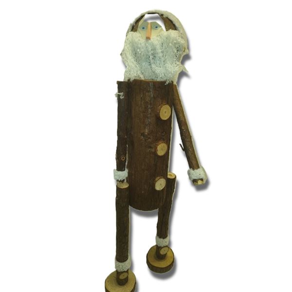 34 " RUSTIC REAL LOG CARVED SANTA : COMP $69.00