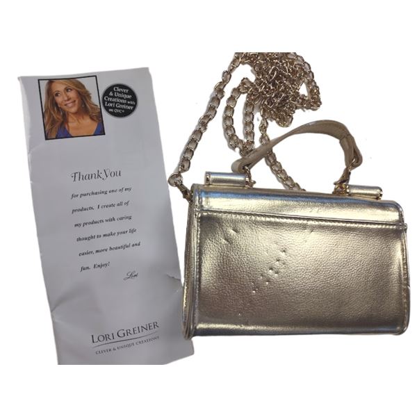 LORI GREINER CLEVER AND UNIQUE CREATIONS - MINI CELL PHONE PURSE WITH CHAIN : COMP $20.00