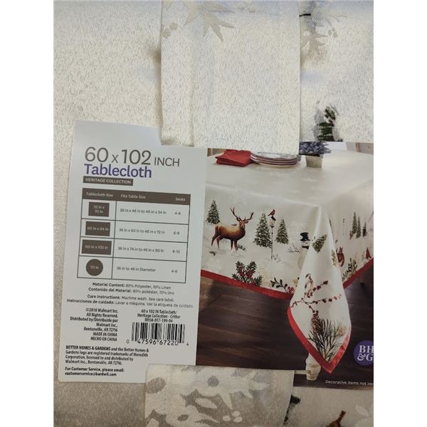 SET OF 2/ 60" BY 84" TABLECLOTHS - BETTER HOMES AND GARDENS - HOLIDAY EDITION : COMP $22.00EA