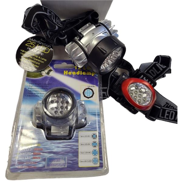 SET OF 3 HEADLAMPS WITH HEAD STRAP : COMP $15.00EA