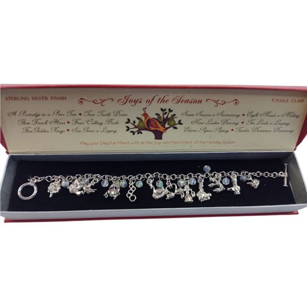 12 DAYS OF CHRISTMAS CHARM BRACELET/ HIGH QUALITY/ ONE SIZE FITS ALL  : COMP $19.99