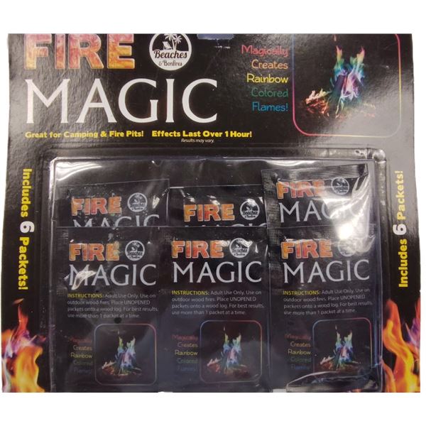 6 PACKET SET OF FIRE MAGIC/ MAGICALLY CREATES RAINBOW COLORED FLAMES IN FIRE : COMP $14.95