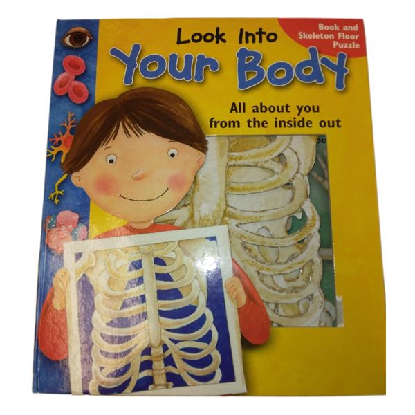 LOOK INTO YOUR BODY BOOK AND SKELETON FLOOR PUZZLE - RETAIL: $24.99