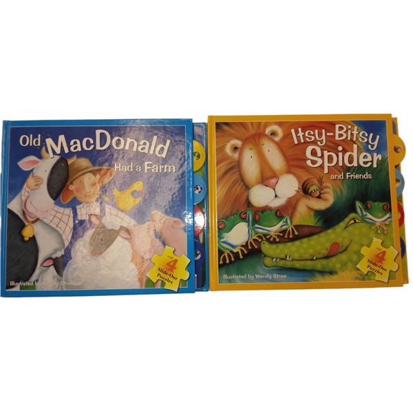 SET OF 2 CHILDREN'S BOOKS WITH 4 SLIDE OUT PUZZLES EACH- RETAIL $14.95 EACH