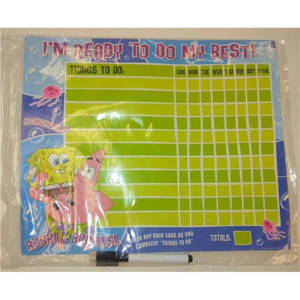 MAGNETIC RESPONSIBILITY CHART SPONGE BOB THEME - RETAIL $8.99