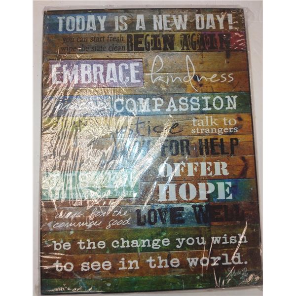 TODAY IS A NEW DAY FRAME WITH INSPIRATIONAL ART WORK - RETAIL $30.00
