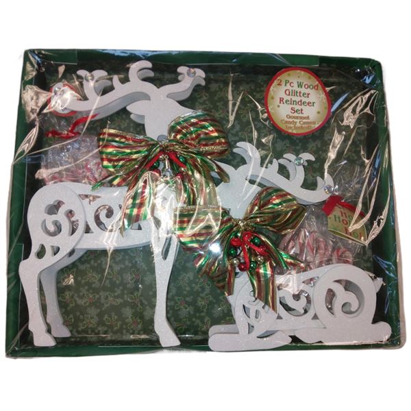 2 PIECE GLITTER REINDEER SET - RETAIL $24.99