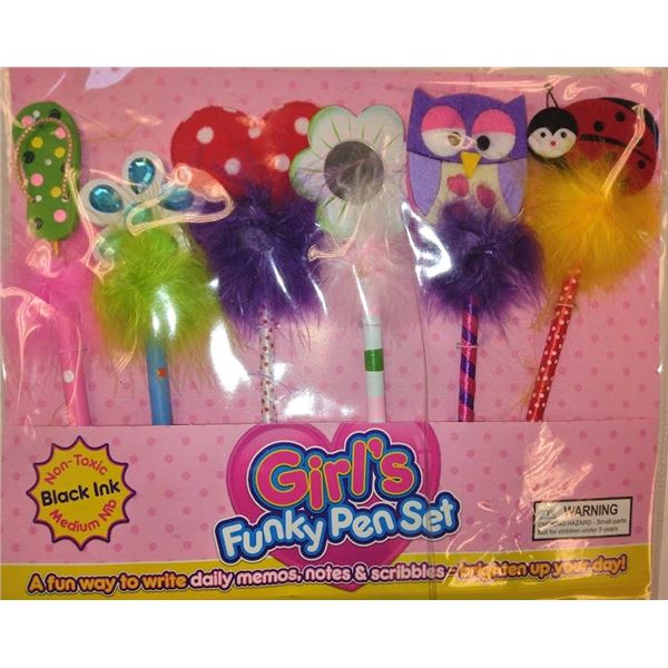 GIRLS FUNKY PEN SET : RETAIL VALUE - $19.99