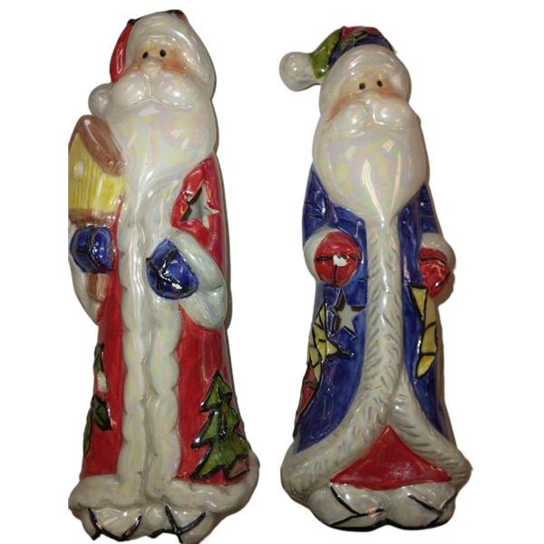 SET OF 2 PEARLIZED SANTA CANDLE HOLDERS - RETAIL VALUE $19.99