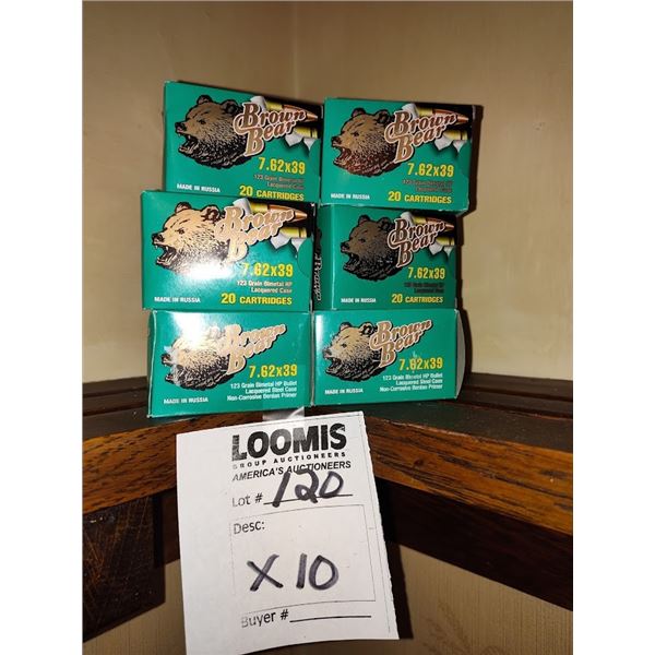 NEW BROWN BEAR 7.62X39MM - 20 ROUNDS PER BOX - 10 BOX'S