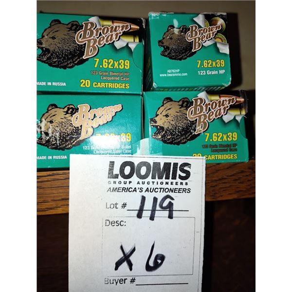 NEW BROWN BEAR 7.62X39MM - 20 ROUNDS PER BOX - 6 BOX'S