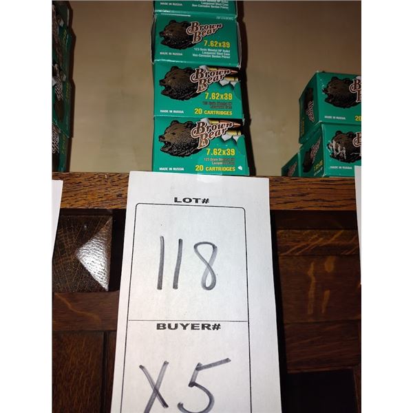 NEW BROWN BEAR 7.62X39MM - 20 ROUNDS PER BOX - 5 BOX'S