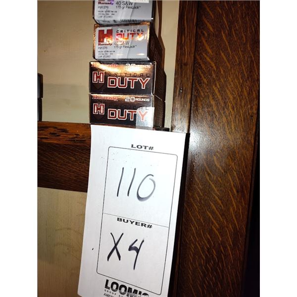 NEW HORNADY CRITICAL DUTY 40 S&W - 20 ROUNDS PER BOX - 4 BOX'S