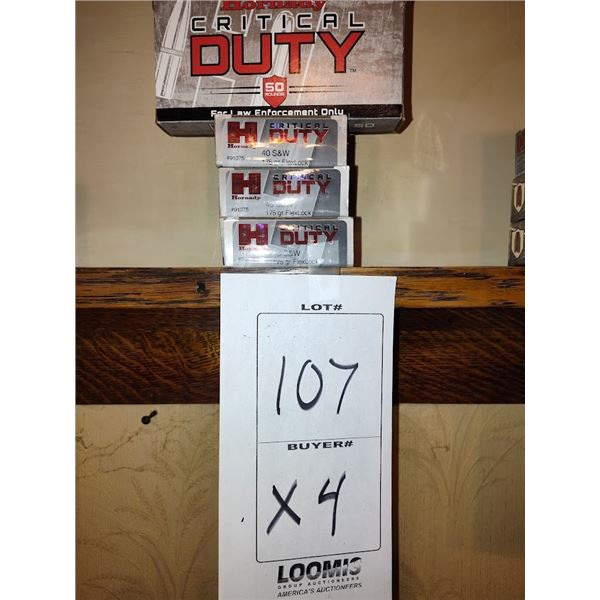 NEW HORNADY CRITICAL DUTY 40 S&W - 20 ROUNDS PER BOX - 4 BOX'S