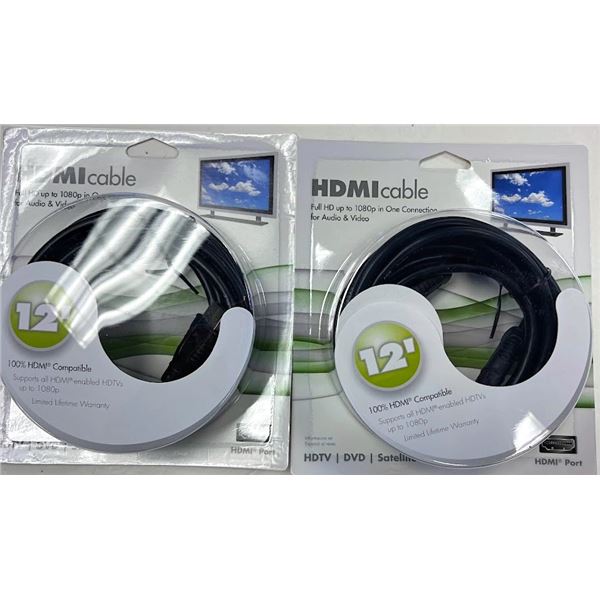 SET OF 2 HDMI CABLES - 12" - RETAIL VALUE $8.99 EACH