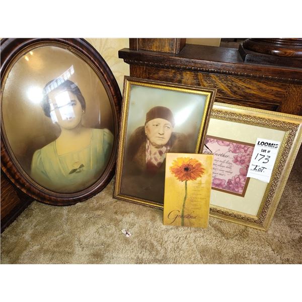 ANTIQUE FRAME AND PHOTO LOT