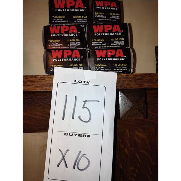 NEW WPA POLYFORMANCE 7.62 X 39MM - 20 ROUNDS PER BOX - 10 BOXES