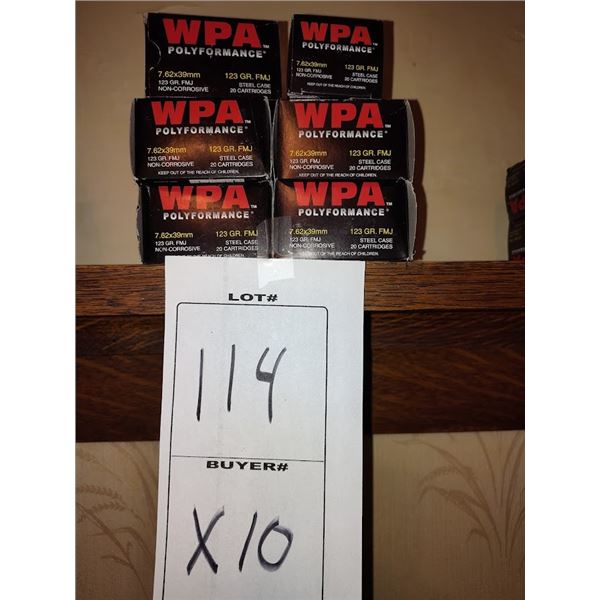 NEW WPA POLYFORMANCE 7.62 X 39MM - 20 ROUNDS PER BOX - 10 BOXES