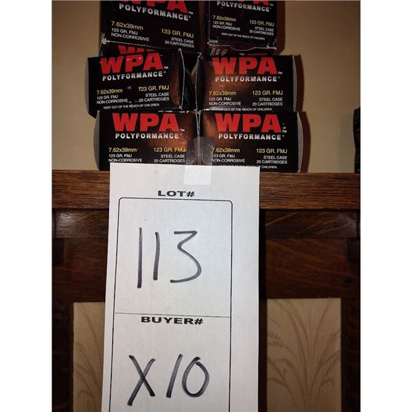 NEW WPA POLYFORMANCE 7.62 X 39MM - 20 ROUNDS PER BOX - 10 BOXES