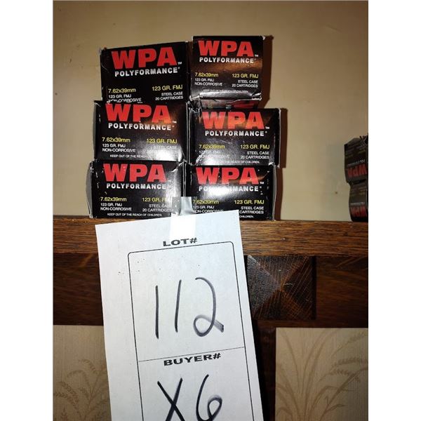 NEW WPA POLYFORMANCE 7.62 X 39MM - 20 ROUNDS PER BOX - 6 BOXES