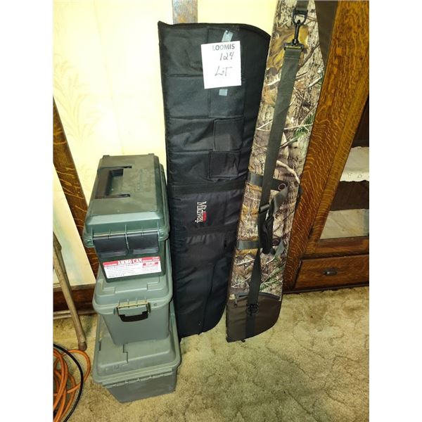 LOT OF 5 GUN ITEMS/ INCLUDES 3 PLANO AMMO CASES AND 2 RIFLE CASES