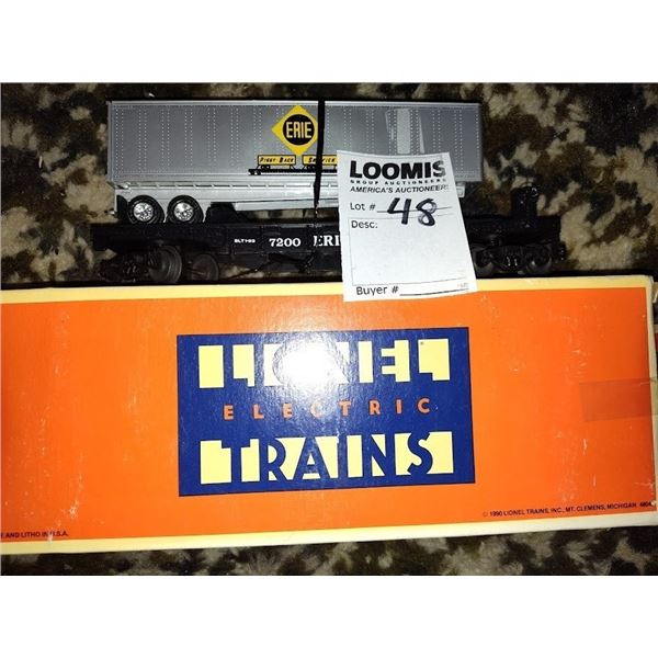 LIONEL ERIE FLAT CAR WITH TRAILER - IN NEW CONDITION