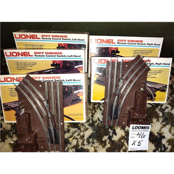 SET OF 5 LIONEL REMOTE CONTROL SWITCH - UNUSED AND IN BOXES