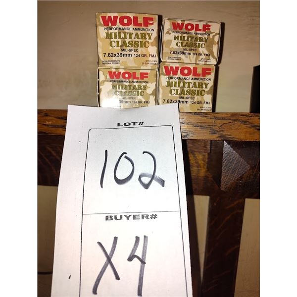 WOLF MILITARY CLASSIC 7.62 X 39MM - 20 ROUNDS PER BOX - 4 BOXES