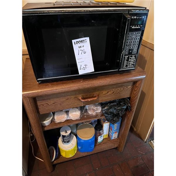 KITCHEN STAND LOT WITH KENMORE MICROWAVE