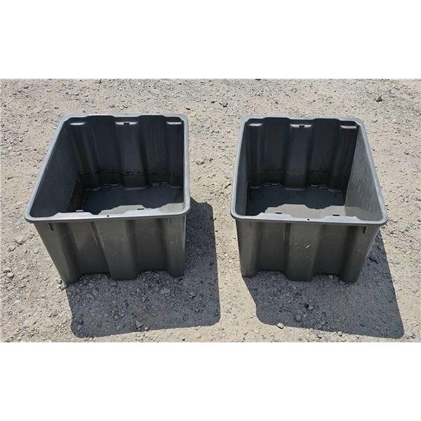 2, 21″x17″x12″ Heavy Duty Grey Plastic Stacking Bins