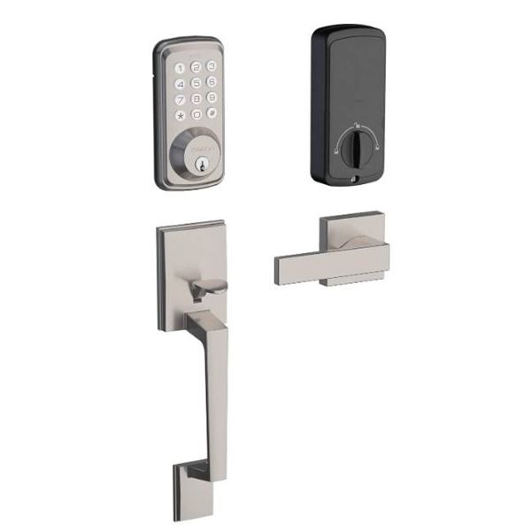 Zomoss Keyless Entry Door Lock Handle Set, Front Door Electronic Keypad Deadbolt Knob Lever Set, Aut