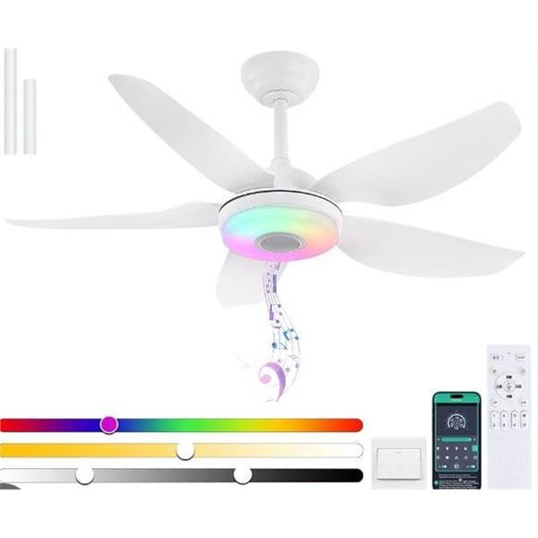 Kvifon Ceiling Fan with RGB Lights, Model 8226-RGB, 46 Inch
