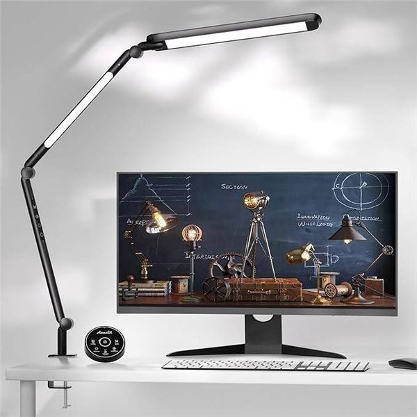 LED Desk Lamp with Adjustable Arm and Clamp Base