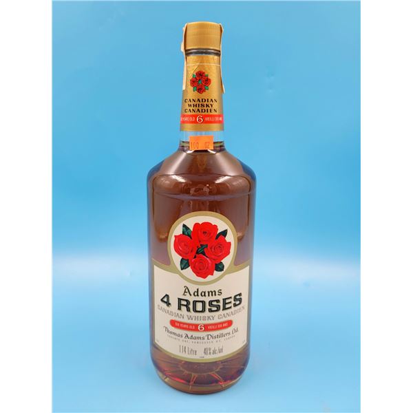 Sealed Bottle Of 6yr Aged Adams 4 Roses Canadian Whiskey 1.14L (19+)
