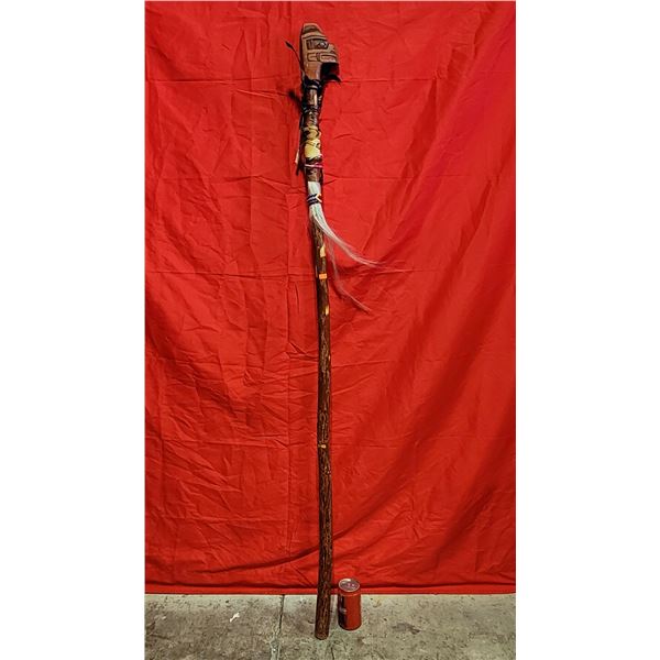 R. Mountain Kwakiutl Mamalillikulla B.C First Nations Thunder Bird Walking Stick