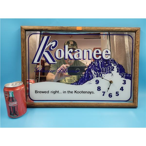 Wooden Framed Kokanee Advertising Clock Mirror