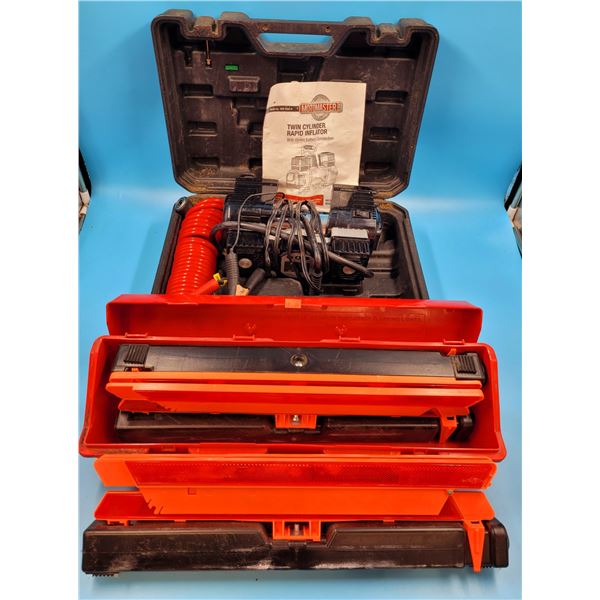 Motomaster Twin Cylinder Rapid Inflator & Reflective Hazard Beacons