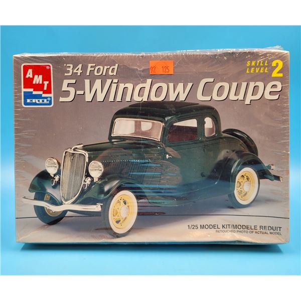 Sealed AMT ERTL '34 Ford 5-Window Coupe 1:25 Scale Model Kit