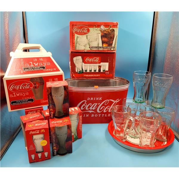 Coca-Cola Glasses, Tray, & Tin