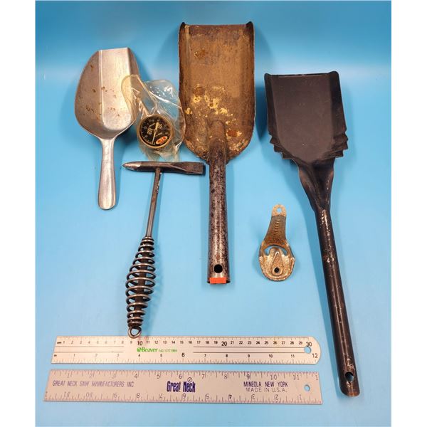 Coal Shovels, Welding Chipping/Slag Hammer, Kitchen Scoop, & Rulers