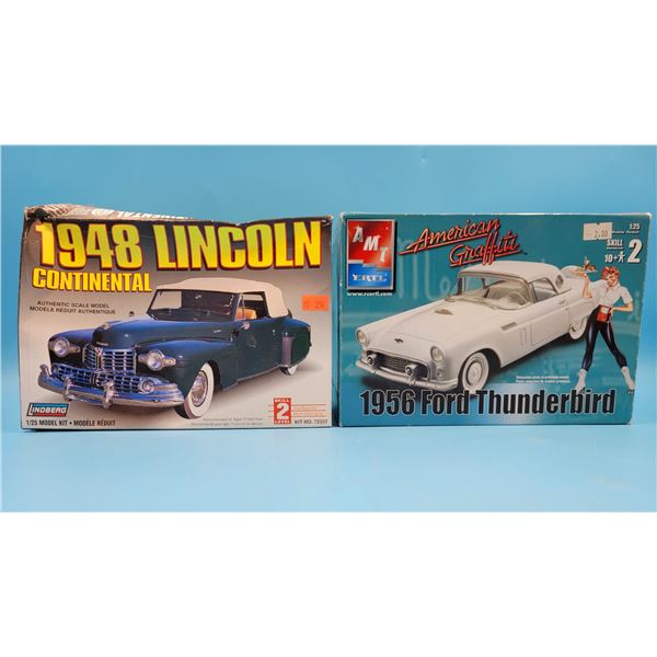 Unbuilt '48 Lincoln Continental 1:25 Model Kit & '56 Ford Thunderbird 1:25 Model Kit