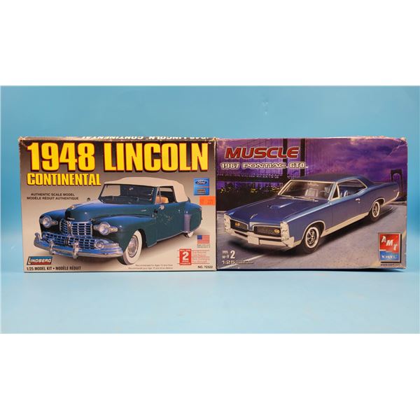 Unbuilt '48 Lincoln Continental 1:25 Model Kit & '67 Pontiac GTO 1:25 Model Kit