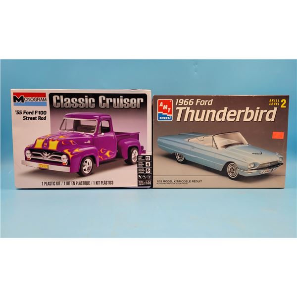 Unbuilt '55 Ford F-100 Street Rod 1:24 Model Kit & '66 Ford Thunderbird 1:25 Model Kit