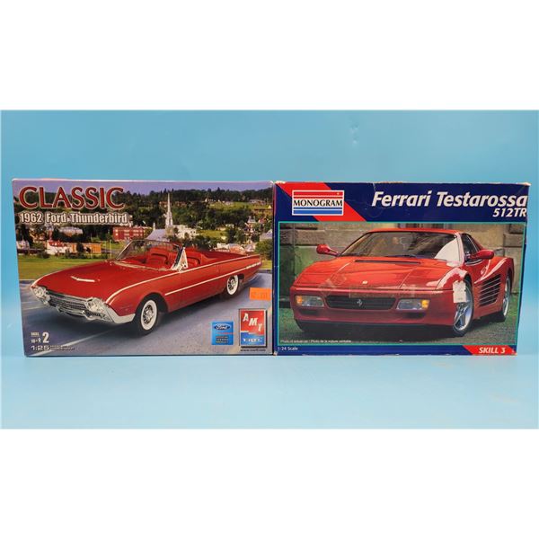 Unbuilt '62 Ford Thunderbird 1:25 Model Kit & Ferrari Testarossa 512TR 1:24 Model Kit