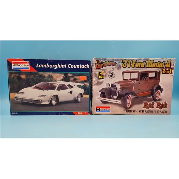 Unbuilt Lamborghini Countach 1:24 Model Kit & '31 Ford Model A 2-in-1 1:25 Model Kit