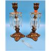 Image 1 : 2 Brass Candleholders w/ Crystal Accents