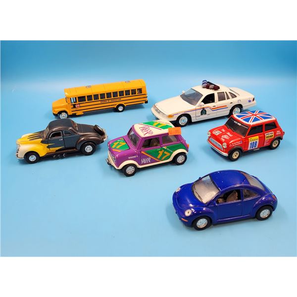 5 Diecast Cars & 1 Diecast School Bus (Ford, etc.)