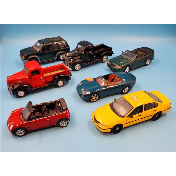 5 Diecast Cars & 2 Diecast Trucks (Chevy, Ford, Mini Cooper, etc.)