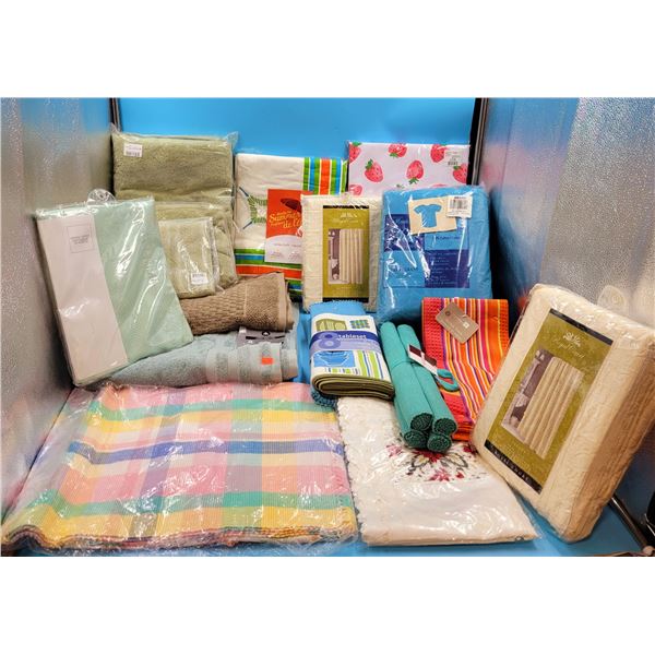 Textiles Lot w/ Curtains, Tablecloths, Table Settings, Towels, Sheets, & More