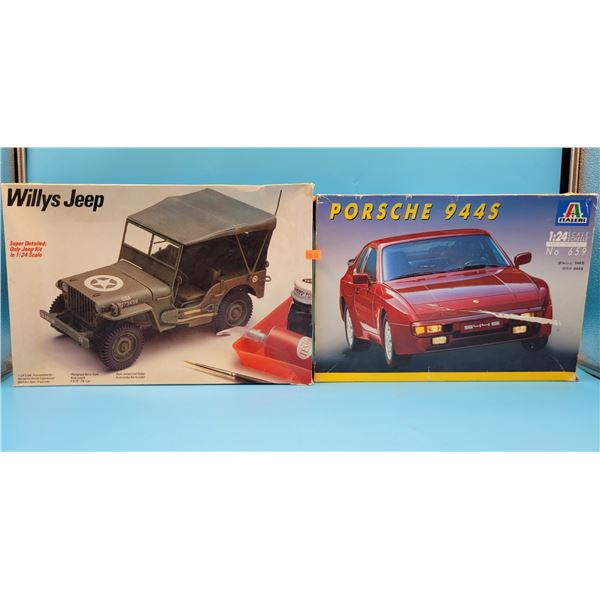 Unbuilt Willy's Jeep 1:24 Model Kit & Porsche 944S 1:24 Model Kit